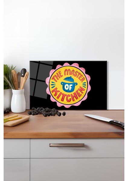The Master Of Kitchen Cam Kesme Tahtası , Silikon Ayaklı, Isıya Kırılmaya Dayanıklı, Sunum Tablası