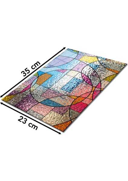 Renkli Geometrik Desen Cam Kesme Tahtası, Silikon Ayaklı, Isıya Kırılmaya Dayanıklı, Sunum Tablası fiyatları
