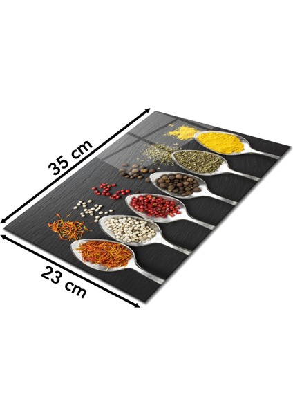 Baharatlı Cam Kesme Tahtası, Silikon Ayaklı, Isıya Kırılmaya Dayanıklı, Sunum Kesim Tablası fiyatları