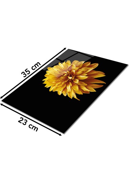 Sarı Yıldız Çiçeği Cam Kesme Tahtası, Silikon Ayaklı, Isıya Kırılmaya Dayanıklı, Sunum Kesim Tablası fiyatları