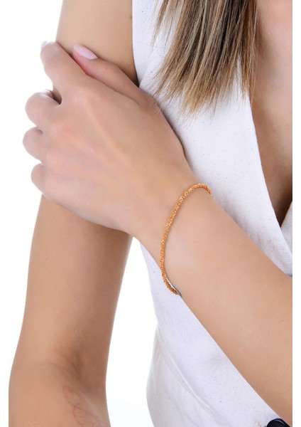 Gümüş Rose Top Zincir Detaylı Burgulu Italyan Bileklik SGTL12943ROSE fiyatları