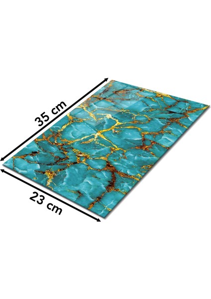 Gold Detay Mermer Desen Cam Kesme Tahtası, Silikon Ayaklı, Isıya Kırılmaya Dayanıklı, Sunum Tablası fiyatları
