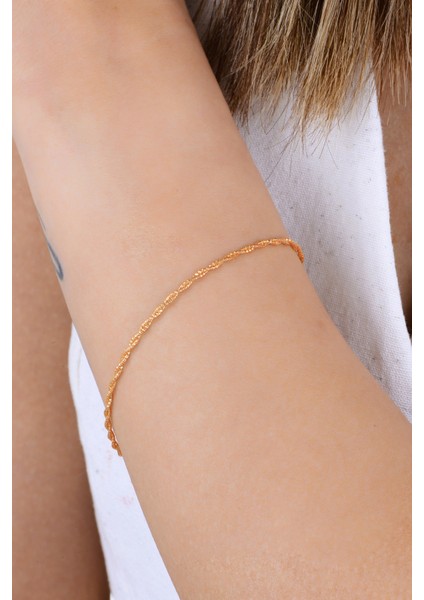 Gümüş Rose Çift Burgulu Italyan Bileklik SGTL12941ROSE