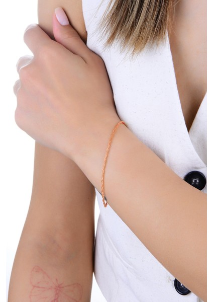 Gümüş Rose Çift Burgulu Italyan Bileklik SGTL12941ROSE fiyatları