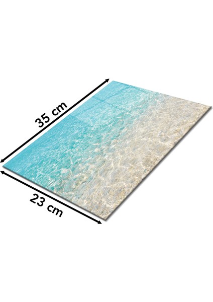 Deniz Kum Görünüm Cam Kesme Tahtası, Silikon Ayaklı, Isıya Kırılmaya Dayanıklı, Sunum Kesim Tablası fiyatları