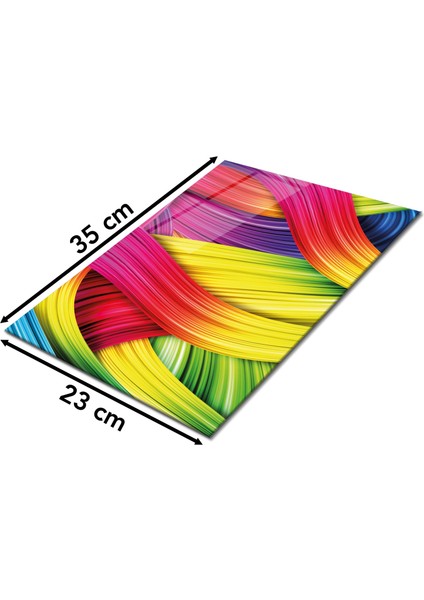 Rengarenk Soyut Cam Kesme Tahtası, Silikon Ayaklı, Isıya Kırılmaya Dayanıklı, Sunum Kesim Tablası fiyatları