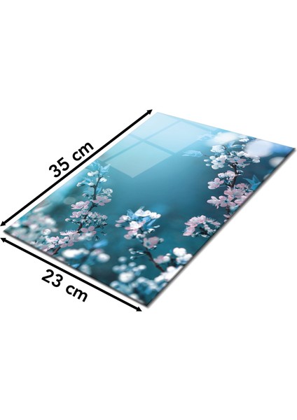 Sakura Çiçeği Cam Kesme Tahtası, Silikon Ayaklı, Isıya Kırılmaya Dayanıklı, Sunum Kesim Tablası fiyatları