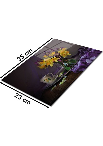 Mor Sarı Çiçekli Cam Kesme Tahtası , Silikon Ayaklı, Isıya Kırılmaya Dayanıklı, Sunum Kesim Tablası fiyatları