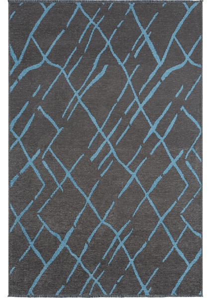 Ares Antrasit Mavi Halı Yıkanabilir Kaymaz Taban Şönil Kilim Dokuma Pamuk Taban Kilim NV26 50 x 80 cm fiyatları