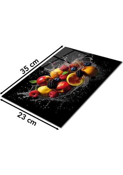 Su Içinde Renkli Meyveler Cam Kesme Tahtası, Silikon Ayaklı Isıya Kırılmaya Dayanıklı, Sunum Tablası fiyatları
