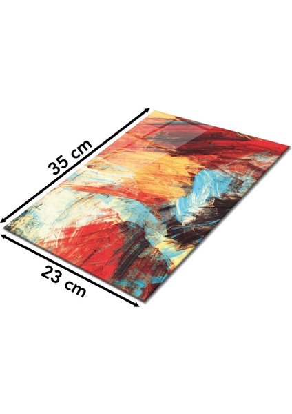 Renkli Fırça Darbeleri Cam Kesme Tahtası, Silikon Ayaklı, Isıya Kırılmaya Dayanıklı, Sunum Tablası fiyatları