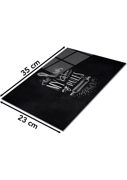 Kara Tahta My Kitchen My Rules Cam Kesme Tahtası Silikon Ayaklı, Kırılmaya Dayanıklı, Sunum Tablası fiyatları