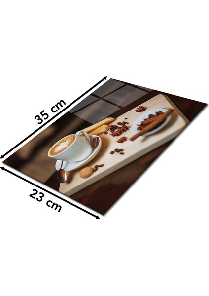 Kahve Keyfi Cam Kesme Tahtası , Silikon Ayaklı, Isıya Kırılmaya Dayanıklı, Sunum Kesim Tablası fiyatları