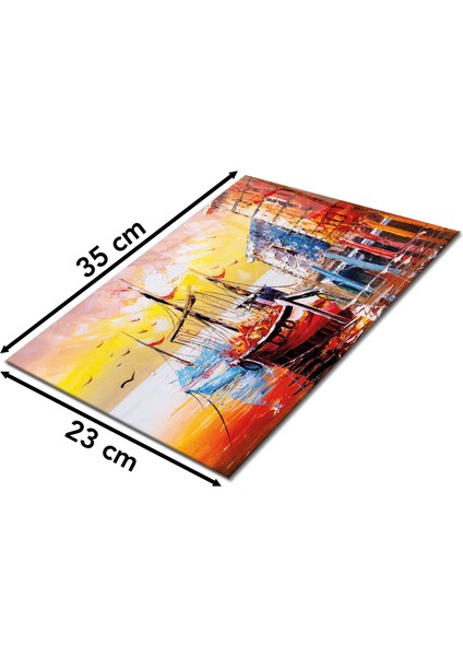 Günbatımında Yelkenliler Cam Kesme Tahtası, Silikon Ayaklı, Isıya Kırılmaya Dayanıklı, Sunum Tablası fiyatları