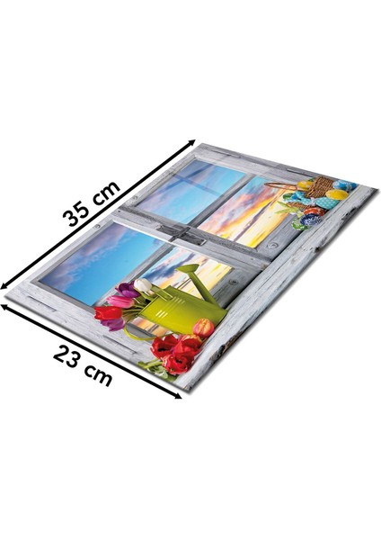 Pencere Gökyüzü ve Laleler Cam Kesme Tahtası , Silikon Ayaklı, Kırılmaya Dayanıklı, Sunum Tablası fiyatları