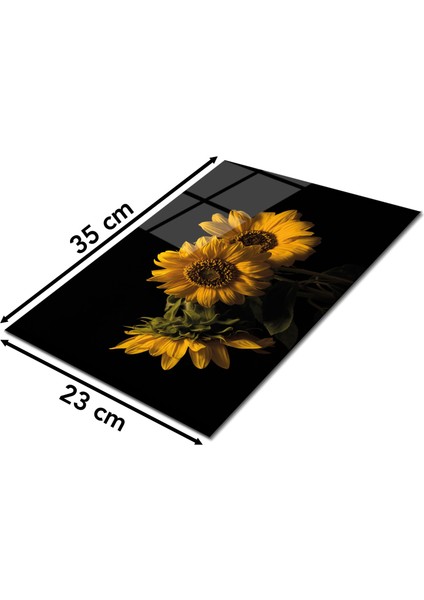 Sarı Ayçiçekleri Cam Kesme Tahtası, Silikon Ayaklı Isıya Kırılmaya Dayanıklı Sunum Kesim Tablası fiyatları