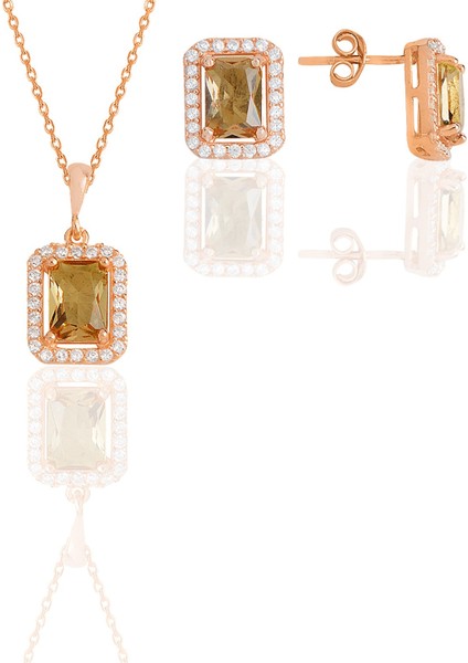 Gümüş Rose, Renk Değiştiren Zultanit Taşlı Baget Kesim Ikili Set SGTL11526ZLT