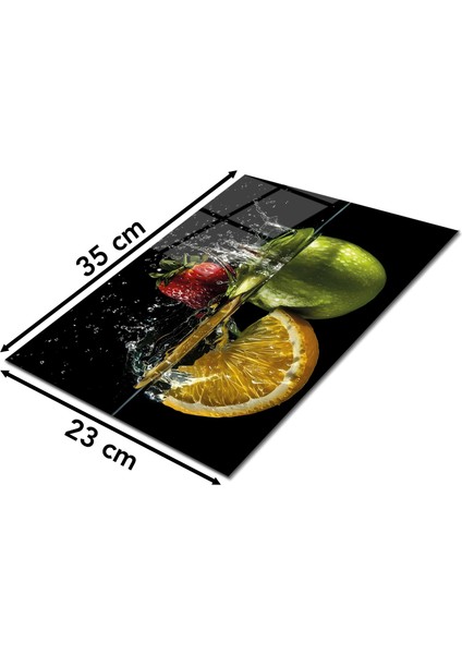 Su Içinde Elma Limon Cam Kesme Tahtası, Silikon Ayaklı Isıya Kırılmaya Dayanıklı Sunum Kesim Tablası fiyatları