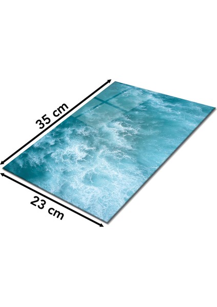 Mavi Köpüren Deniz Dalgası Cam Kesme Tahtası , Silikon Ayaklı, Isıya Kırılmaya Dayanıklı, Sunum Kesim Tablası fiyatları