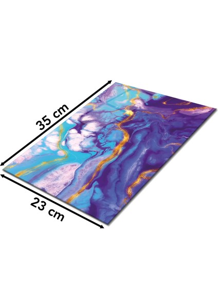 Mor Mavi Soyut Cam Kesme Tahtası, Silikon Ayaklı, Isıya Kırılmaya Dayanıklı, Sunum Kesim Tablası fiyatları