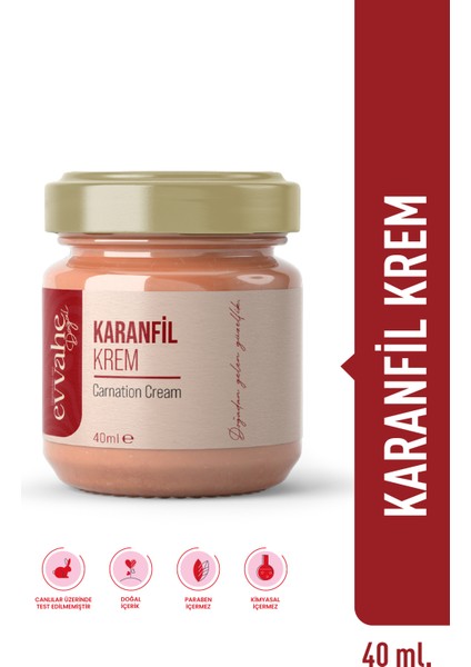 Doğal Karanfil Kremi 40 ml – Unisex, Bitkisel Yağ İçerikli, Yumuşatıcı ve Ferahlatıcı Cilt Bakım Kremi
