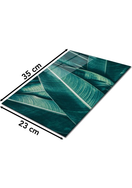 Tropik Yeşil Yapraklar Cam Kesme Tahtası, Silikon Ayaklı, Isıya Kırılmaya Dayanıklı, Sunum Tablası fiyatları