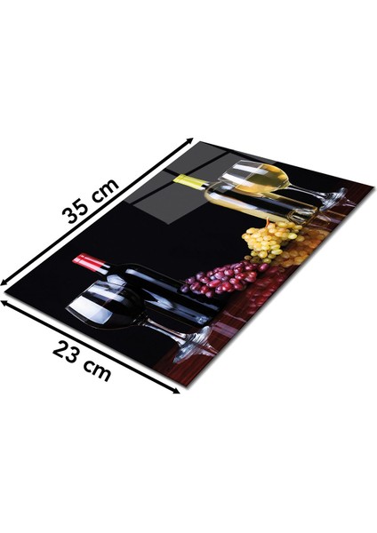 Üzümler ve Şaraplar Cam Kesme Tahtası , Silikon Ayaklı Isıya Kırılmaya Dayanıklı Sunum Kesim Tablası fiyatları