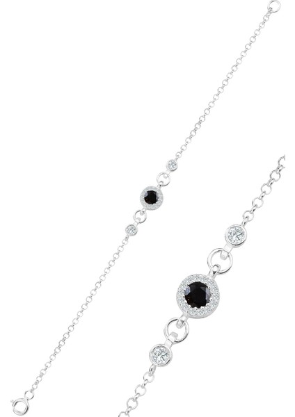 Gümüş Onix ve Zirkon Taşlı Bileklik SGTL12321SIYAH