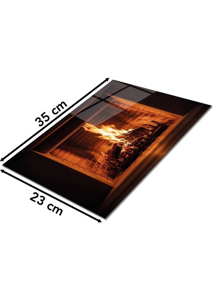 Şömine ve Ateşi Cam Kesme Tahtası , Silikon Ayaklı, Isıya Kırılmaya Dayanıklı, Sunum Kesim Tablası fiyatları