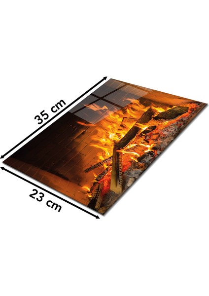 Şömine Odun ve Ateş Cam Kesme Tahtası , Silikon Ayaklı Isıya Kırılmaya Dayanıklı Sunum Kesim Tablası fiyatları