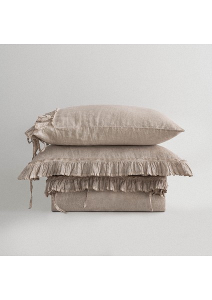 Miranda Çift Kişilik Nevresim Takımı %100 Keten Bej 200X220 cm