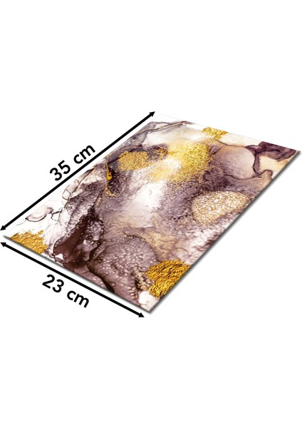 Gold Detay Pastel Renk Cam Kesme Tahtası, Silikon Ayaklı, Isıya Kırılmaya Dayanıklı, Sunum Tablası fiyatları