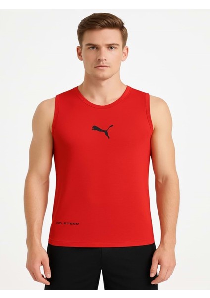 P02817 Erkek Petekli Askılı T-Shirt - Kırmızı - ST02817-KIRMIZI-XXL