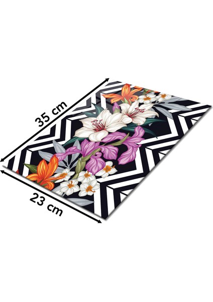 Çiçekli Zigzag Desenli Cam Kesme Tahtası , Silikon Ayaklı, Kırılmaya Dayanıklı, Sunum Kesim Tablası fiyatları