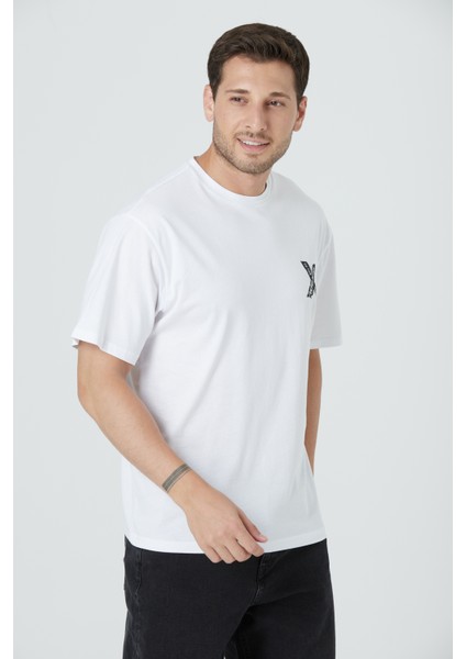 %100 Pamuk Erkek Relax Fit Rahat Kalıp Bisiklet Yaka Basic Düz Kısa Kollu Baskılı Tişört TNT-013 fırsatları