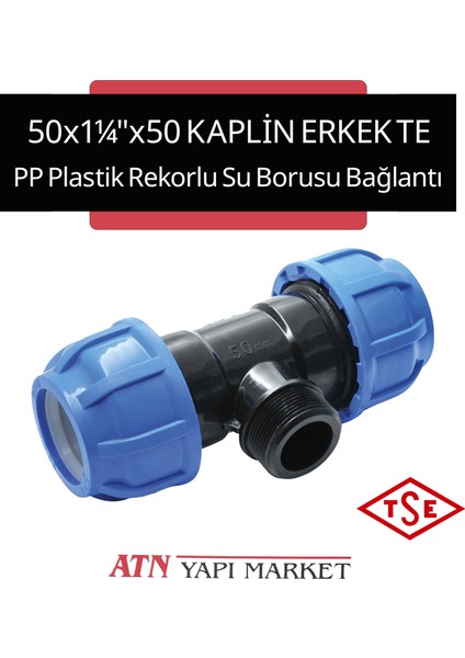 50X1¼"X50 Pp Plastik Rekorlu Kaplin Erkek Te – Tse Belgeli Su Borusu Bağlantı Aparatı