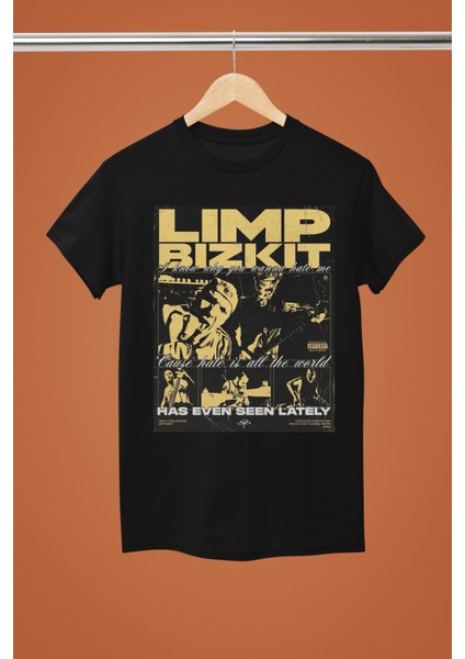Lımp Bızkıt Baskılı Bisiklet Yaka Regular Kalıp %100 Pamuklu Kısa Kollu Tshırt