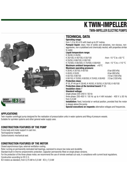 K 80/300T Çift Kademeli Pompa 10 Hp - Yangın Hidroforuna Uygun indirimleri