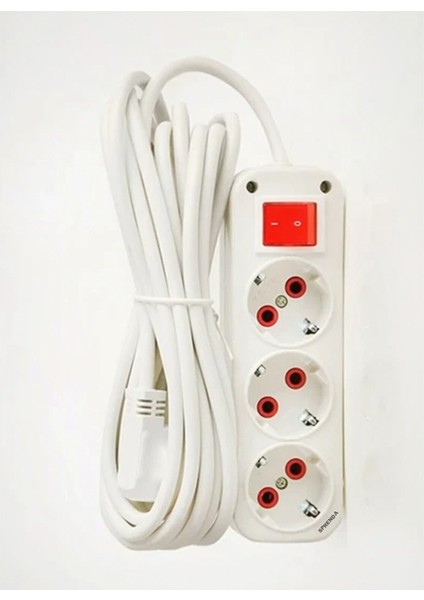 Anahtarlı Yerli Üçlü 3'lü 3 Çıkış Üçlü 2 Metre Grup Düğmeli Elektrik Uzatma Kablolu Priz fiyatları