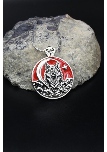 Bozkurt - Kurt - Ay Yıldızlı - Ay Yıldız Mineli 925 Ayar Gümüş Kolye Zincir 902125 fiyatları