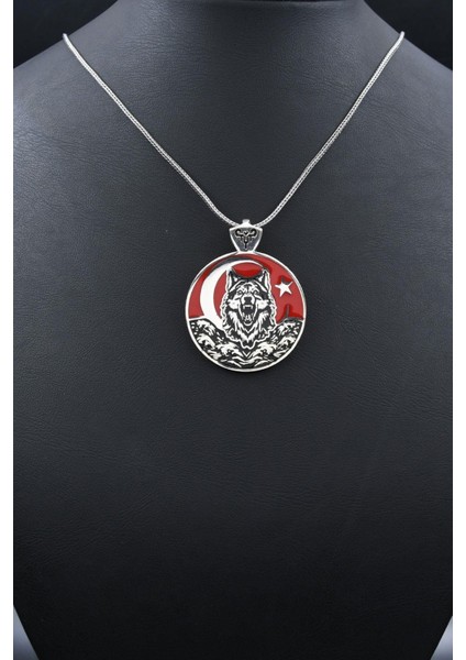 Bozkurt - Kurt - Ay Yıldızlı - Ay Yıldız Mineli 925 Ayar Gümüş Kolye Zincir 902125 modelleri