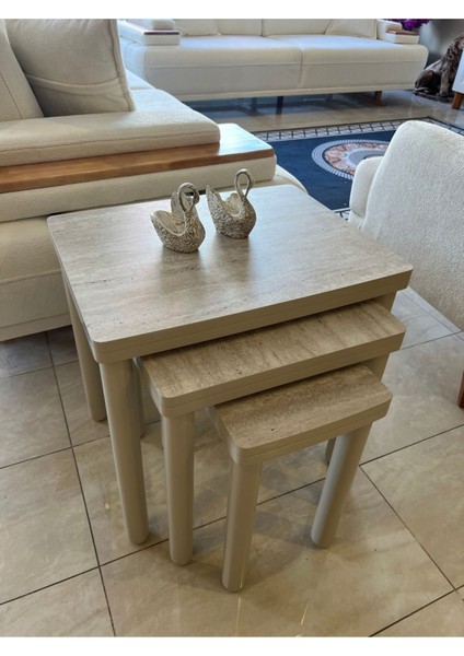 3lü Full Traverten Bohem Zigon Sehpa fırsatları