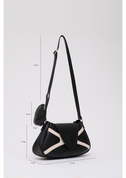 Siyah/krem SHK96 Suni Deri Tek Bölmeli Cüzdanlı Kol ve Omuz Çantası fiyatları