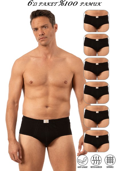 Özkan 0037 6'lı Paket Erkek Pamuklu Penye Süprem Esnek Rahat Slip Külot