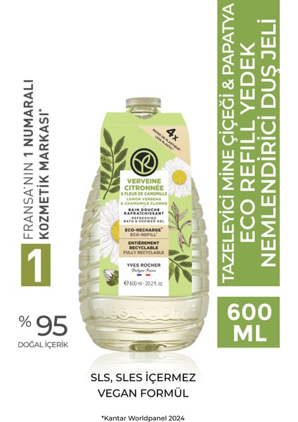 Eko Refill Yedek Duş Jeli -Nemlendirici Tazeleyici Mine Çiçeği Papatya- Sls,sles Içermez,vegan