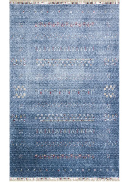 Nepal Zr 06 Bambu Viskon Mavi Modern Uşak Desenli Halı