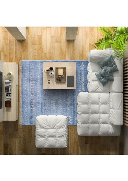 Nepal Zr 06 Bambu Viskon Mavi Modern Uşak Desenli Halı fırsatları