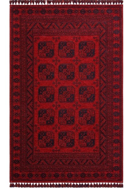 Afgan Afg 01 red Antibakteriyel Kaymaz Tabanlı Dekoratif Kilim