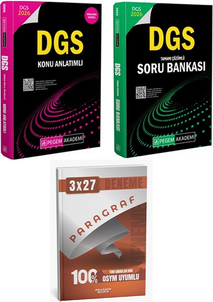 Anla Kazan + Pegem 2026 Dgs Konu + Soru + Paragraf Deneme 3 Lü Set