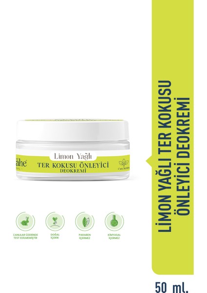 Krem Deodorant Meyvemsi Koku Unisex 50 ml Pudrasız Doğal Limon Yağı İçerikli Ter Önleyici